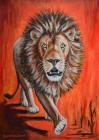 Lev v červené AKRYL plátno